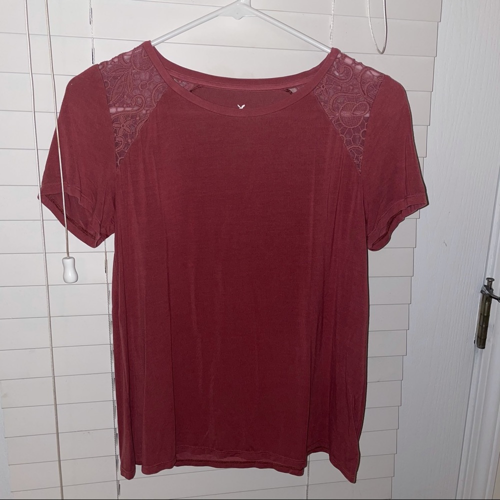Mauve Lace shoulder Shirt